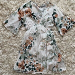Floral mini dress with deep v neckline